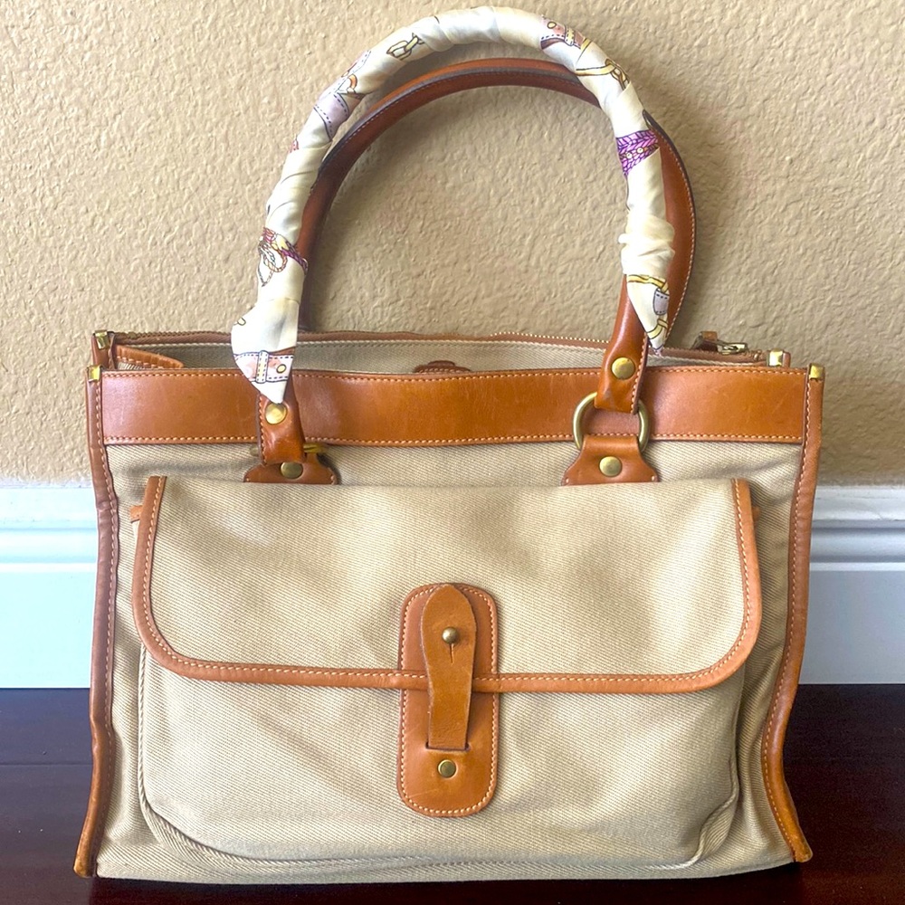 Authentic Marley Hodgson Origin. Vintage. Ghurka Khaki/Tan #9~”The Runabout” Bag